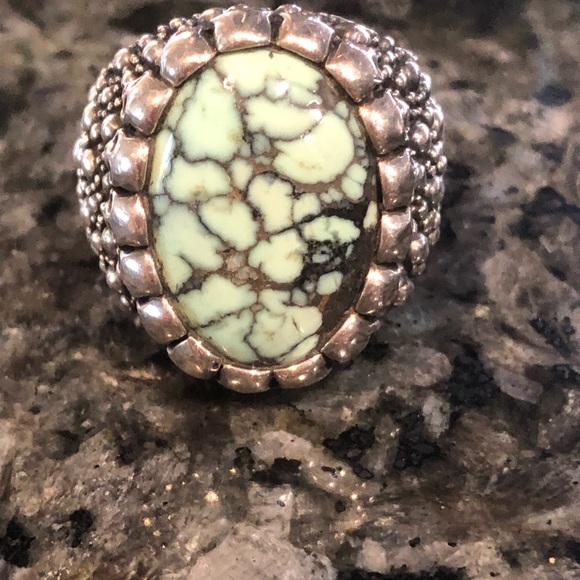 Rare size 12 Kingbaby studio torquise skull and stingray silver ring - Picture 2 of 7